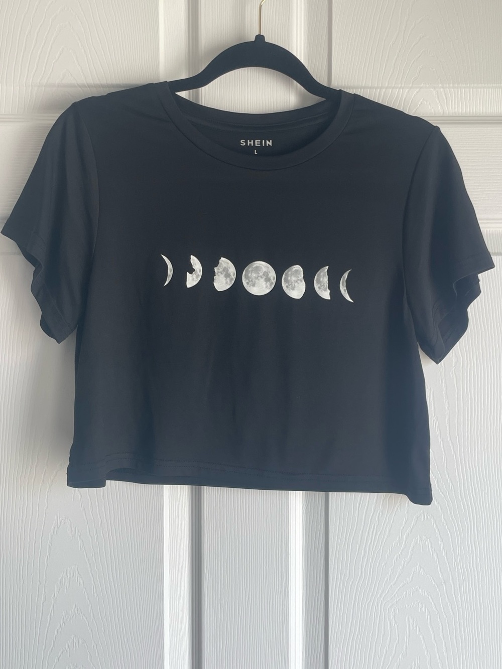 Black Moon Phases Cropped Tee Shirt